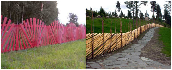 оригинальные варианты установки досок забора
