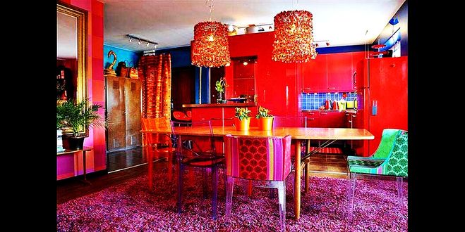 яркие цвета в интерьере